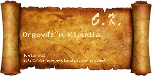 Orgován Klaudia névjegykártya